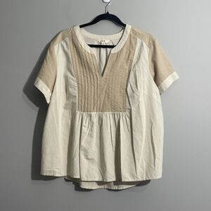 Terra & Sky Tan Short Sleeve Blouse Women’s Plus Size 14W Pleasant Top NWT